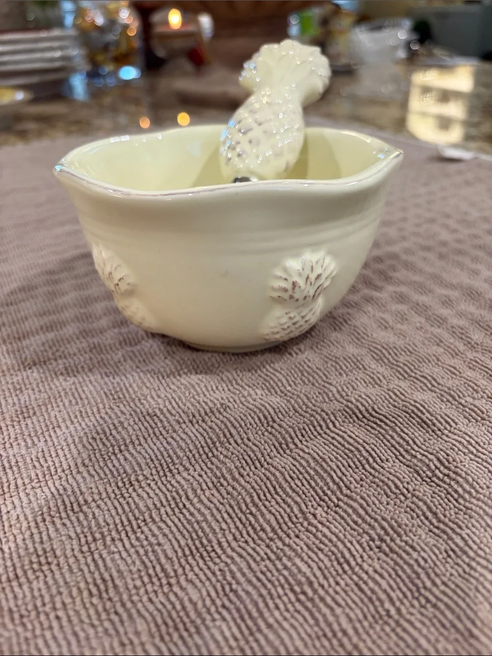 Boston International October Hill Ceramic Pineapple Dip Bowl & Spreader Set
